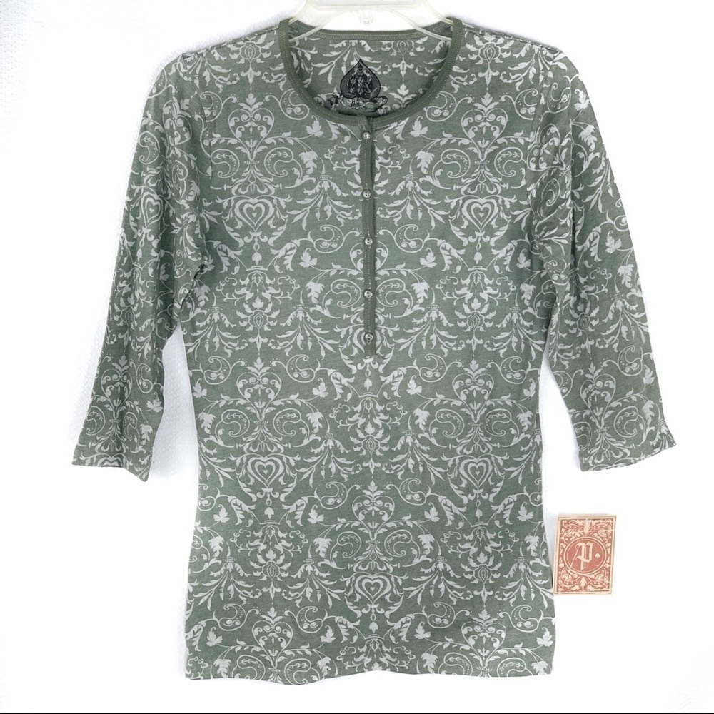 New-pathway Burnout, Lightweight, Fabric Scroll/Flower Delicate Print Top